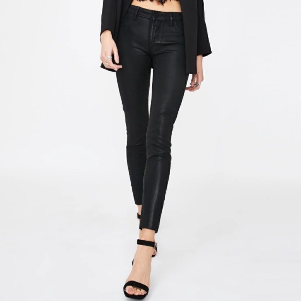 Articles of Society Sarah Skinny Raw-Hem Pant - Black Coated